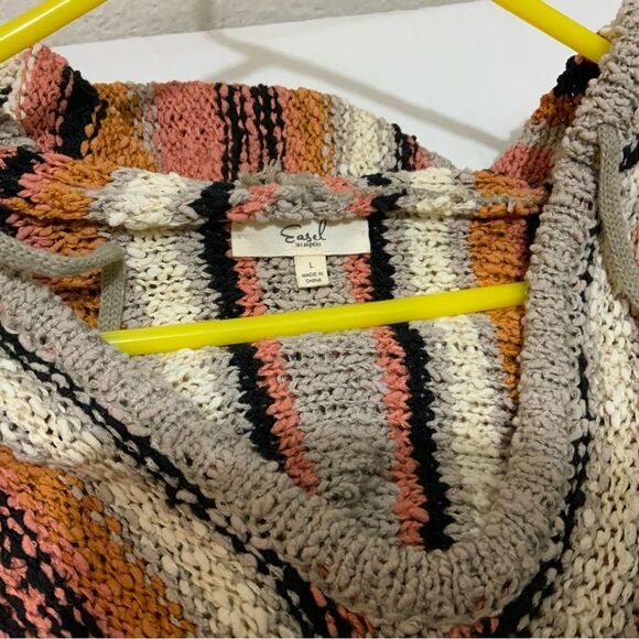 EASEL Tunic-Like V-Neck Lightweight Knit Sweater Top Hoodie Kangaroo Pocket - Picture 6 of 10